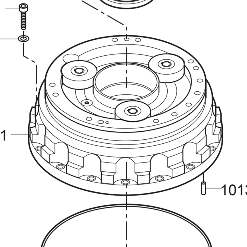 HW0388208-A,REDUCER, S-AXIS, ES165D, ES165 MS210 MH225 GP180